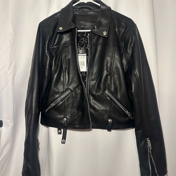 Blank NYC Jackets & Blazers - Blank NYC Women's Black Faux Leather Moto Jacket Size L